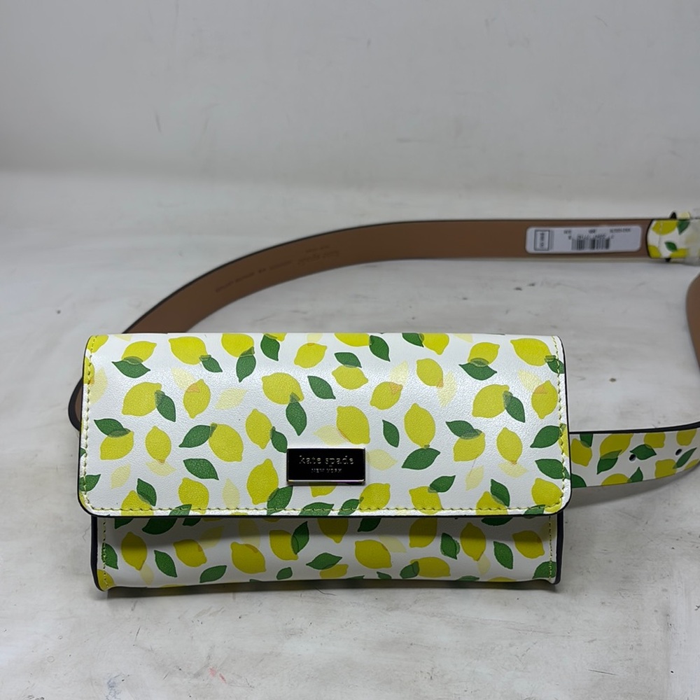 Kate Spade Yellow and White Crossbody Bag with Lemon Print